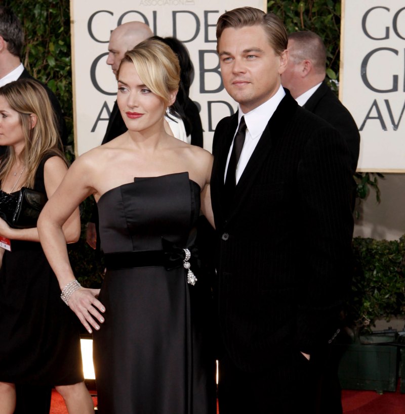 Kate Winslet and Leonardo DiCaprio’s Friendship Through the Years satin dress 2017 slide