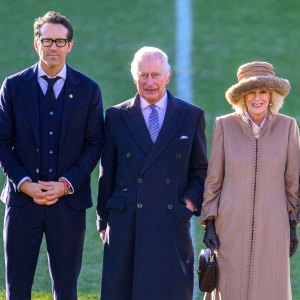 King Charles III and Duchess Camilla Meet Ryan Reynolds Rob McElhenney