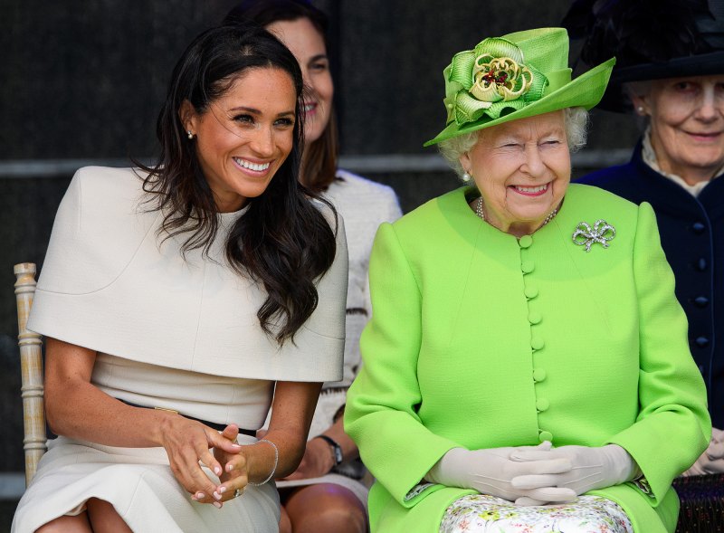 Meghan Markle Jokes That Learning to Curtsy Was Like Going to ‘Medieval Times’ Ahead of Meeting Queen Elizabeth II - 879 Queen Elizabeth II and Meghan Duchess of Sussex visit Cheshire, UK - 14 Jun 2018