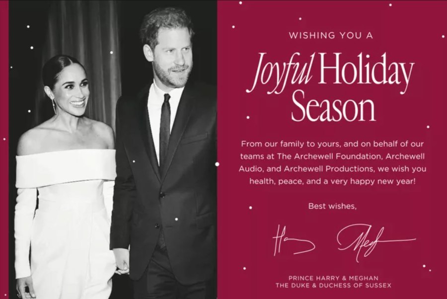 Meghan Markle and Prince Harry 2022 Christmas Card