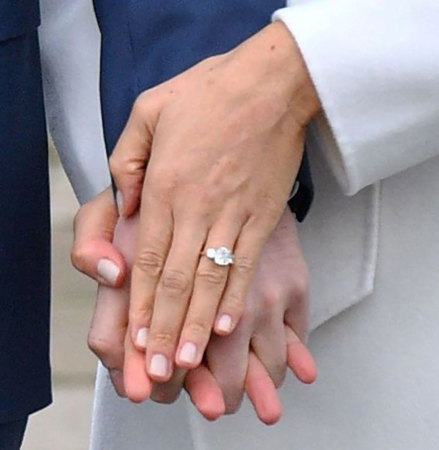 Meghan Markle's engagement ring. holding hands