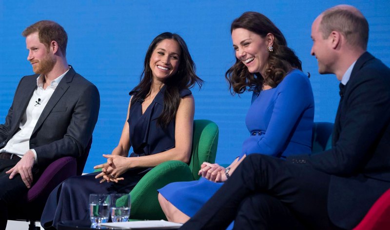 Meghan Referencing #MeToo at Royal Foundation Event With Will and Kate navy blue dress