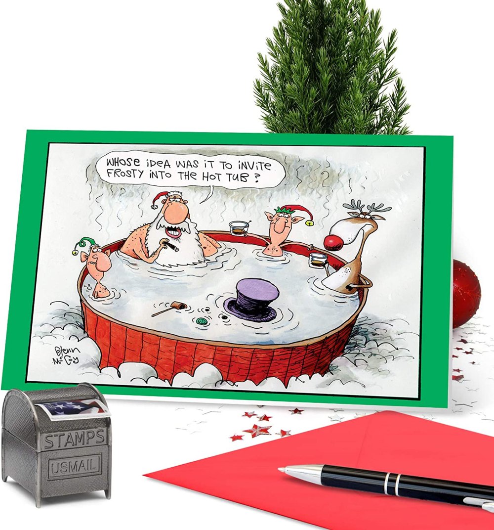 NobleWorks - Cartoon Christmas Note Card with Envelope