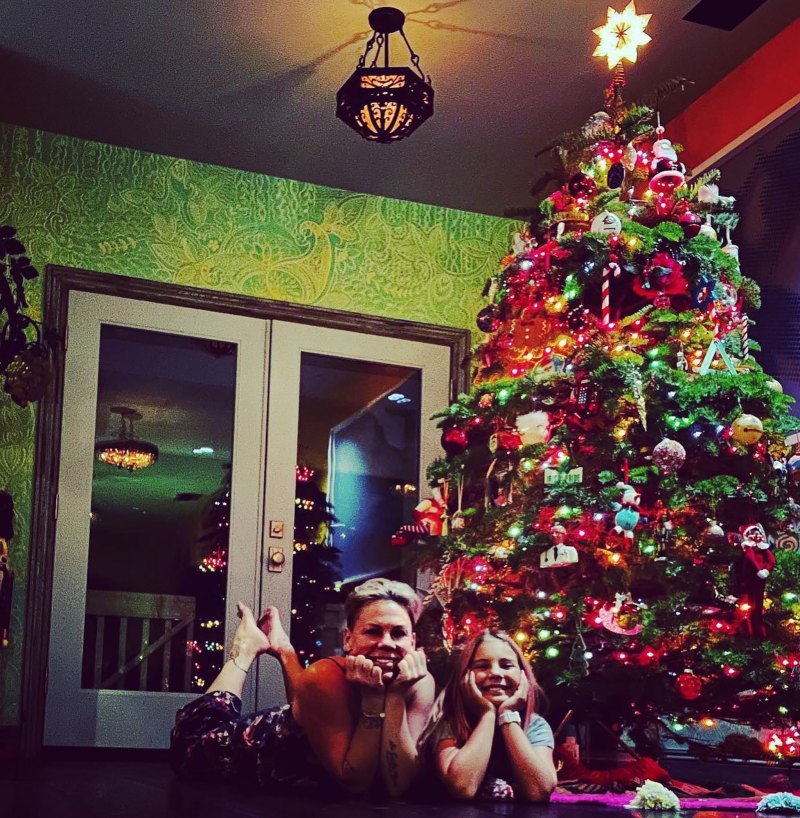 Pink and Carey Hart’s Family Album green walls christmas tree