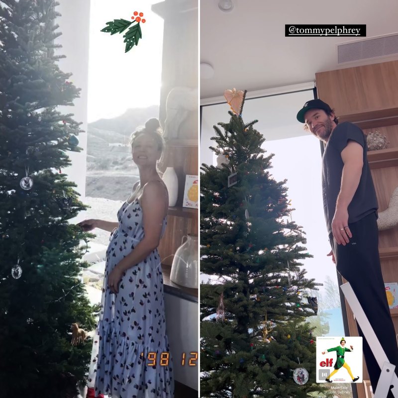 Беременные Кейли Куоко и Том Пелфри украшают рождественскую елку