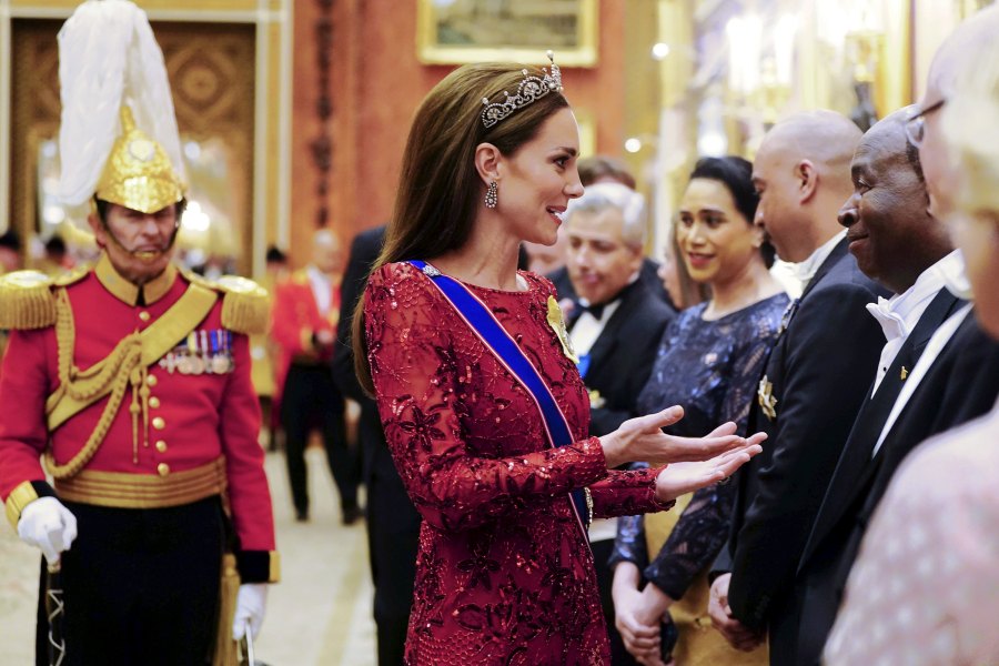 Princess Kate Tiara 757 Britain's Kate, Princess of Wales during a Diplomatic Corps reception at Buckingham Palace in London