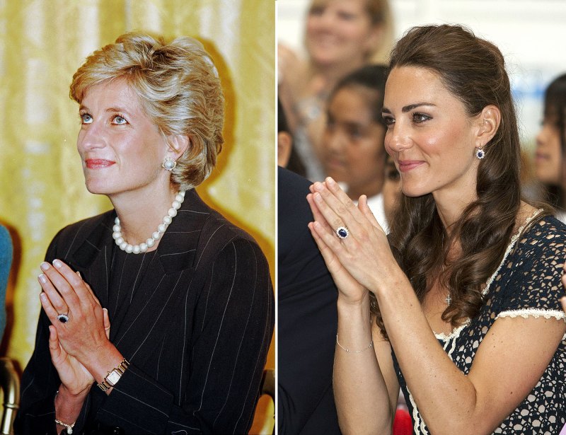 Princess Kate's Engagement Ring- Everything to Know - 205 Princess Diana and Catherine Duchess of Cambridge wearing the same ring