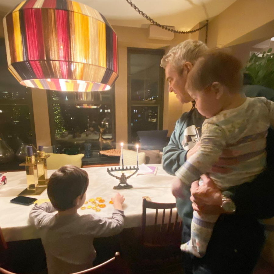 Andy Cohen with Ben and Lucy on Hanukkah