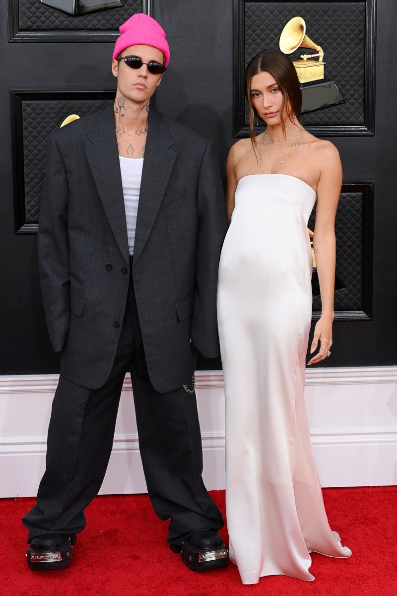 The Hottest Couple Style Moments of 2022- Ciara & Russell Wilson, Plus More - 059 Justin Bieber and Hailey Bieber 64th Annual Grammy Awards, Arrivals, MGM Grand Garden Arena, Las Vegas, USA - 03 Apr 2022