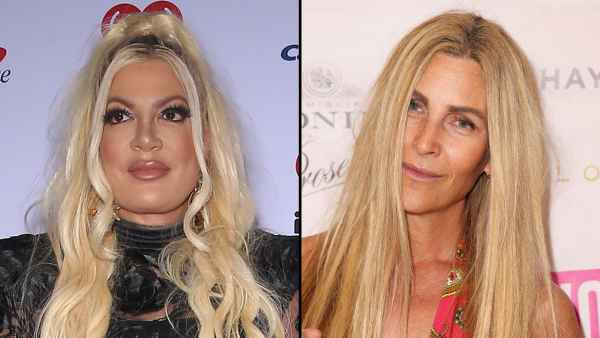 Tori Spelling Claims Mary Jo Eustace’s Daughter Is Living With Her and Dean McDermott red and pink paisley dress