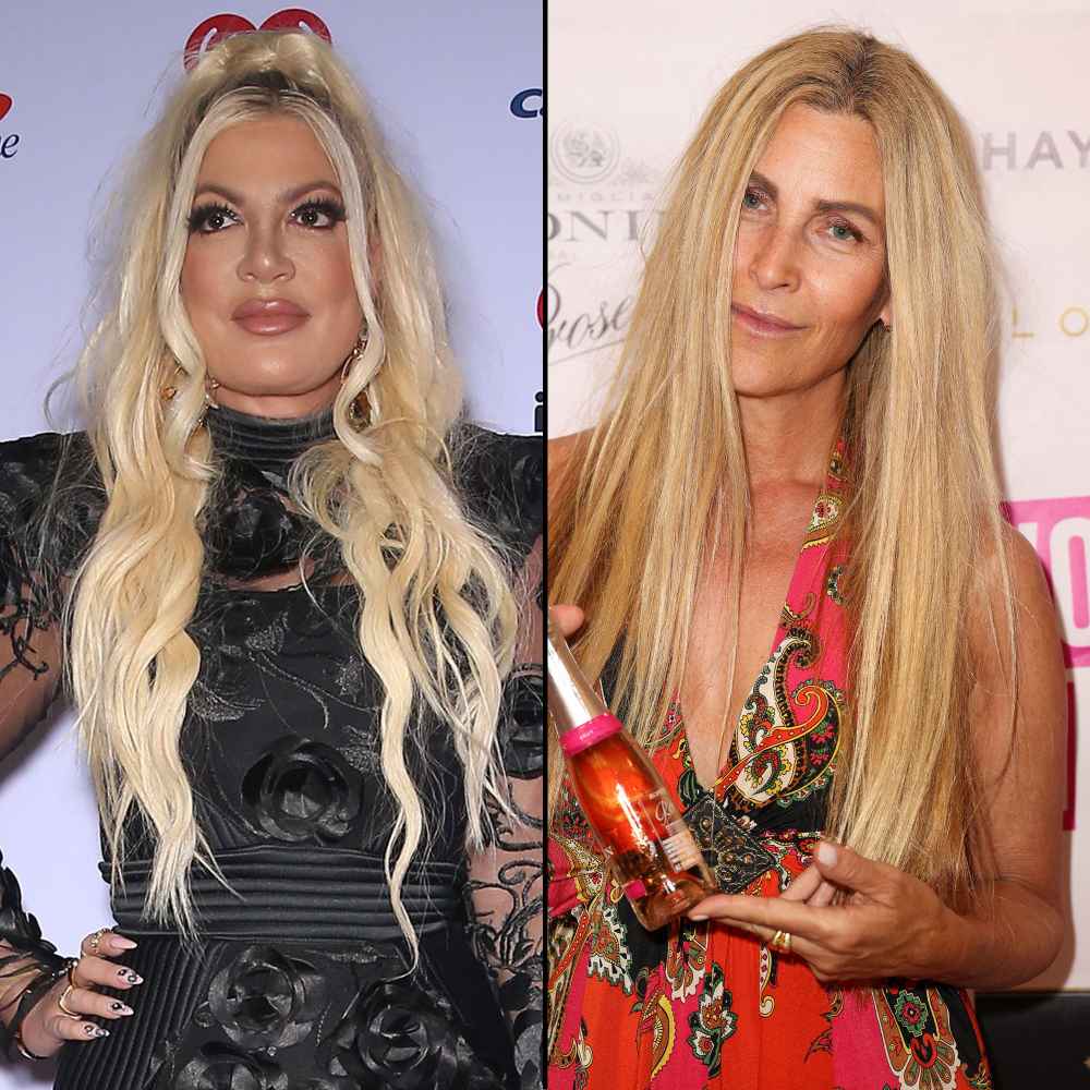 Tori Spelling Claims Mary Jo Eustace&rsquo;s Daughter Is Living With Her and Dean McDermott red and pink paisley dress