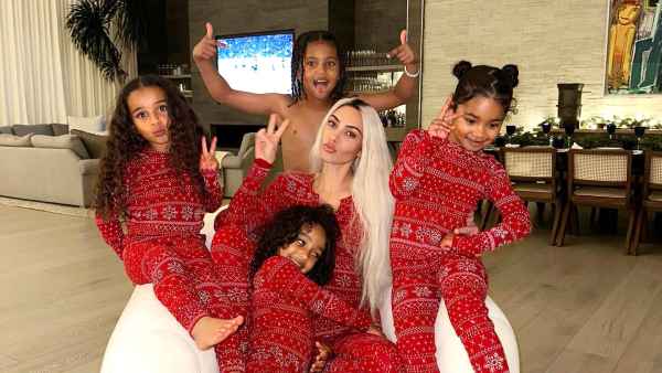 Kim Kardashian Celebs Wearing Matching Holiday Jammies