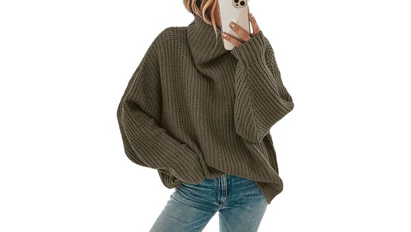 green turtleneck sweater