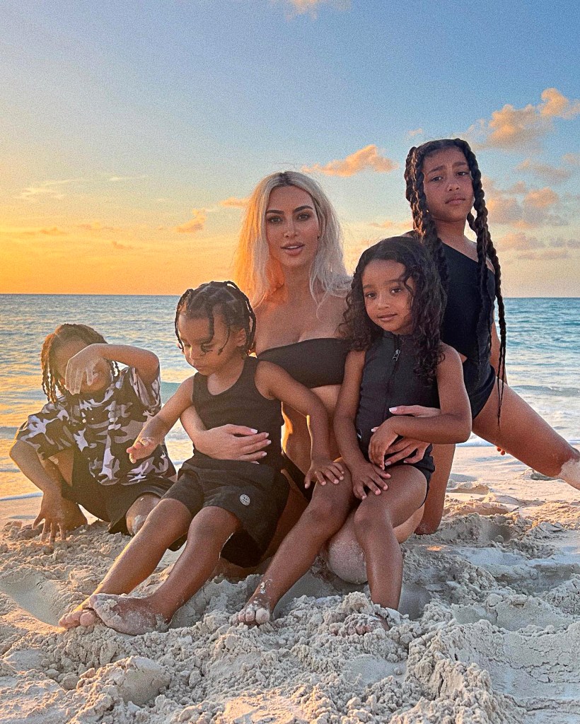 Kim Kardashian Says She's 'Fulfilled' While Sharing Beach Photo With Her Children