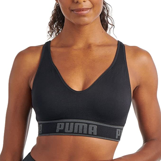 PUMA Women’s Removable Cups Racerback Sports Bra Med Support Pink Size S 