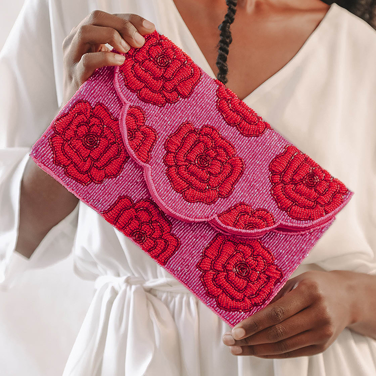 Floral Beaded Clutch