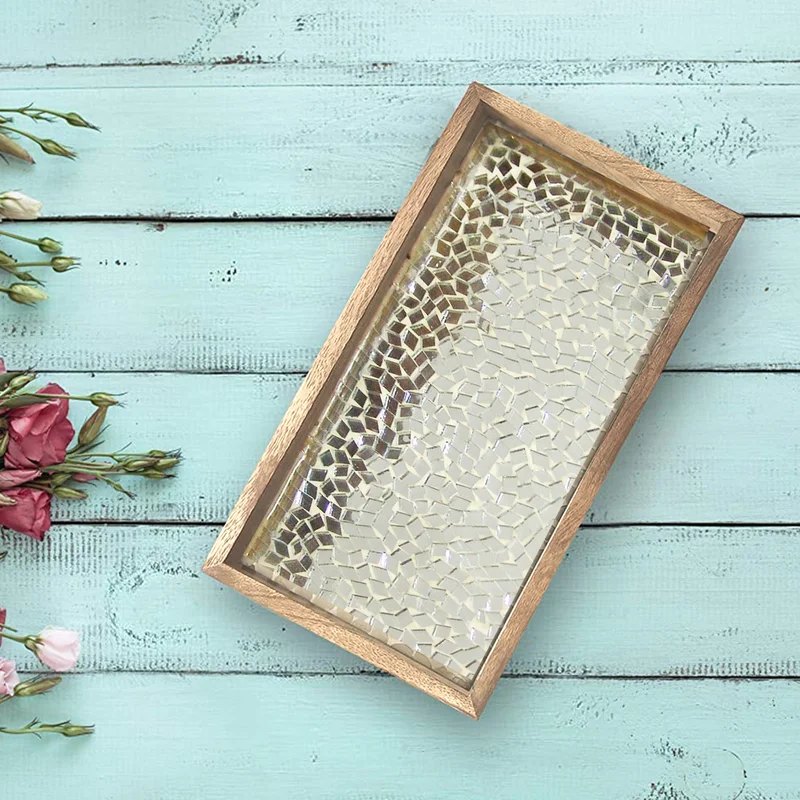 wooden mosaic tray