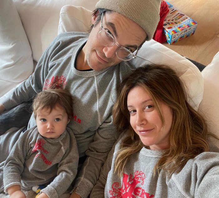 Ashley Tisdale’s Family Album With Daughter Jupiter matching pjs
