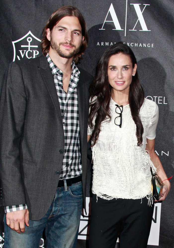 Ashton Kutcher Reflects on Ex-Wife Demi Moore's 'Painful' Miscarriage: 'Everyone Deals With It in Different Ways' white shirt