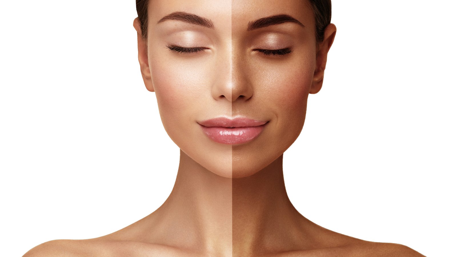 Before-After-Face-Tan-Stock-Photo