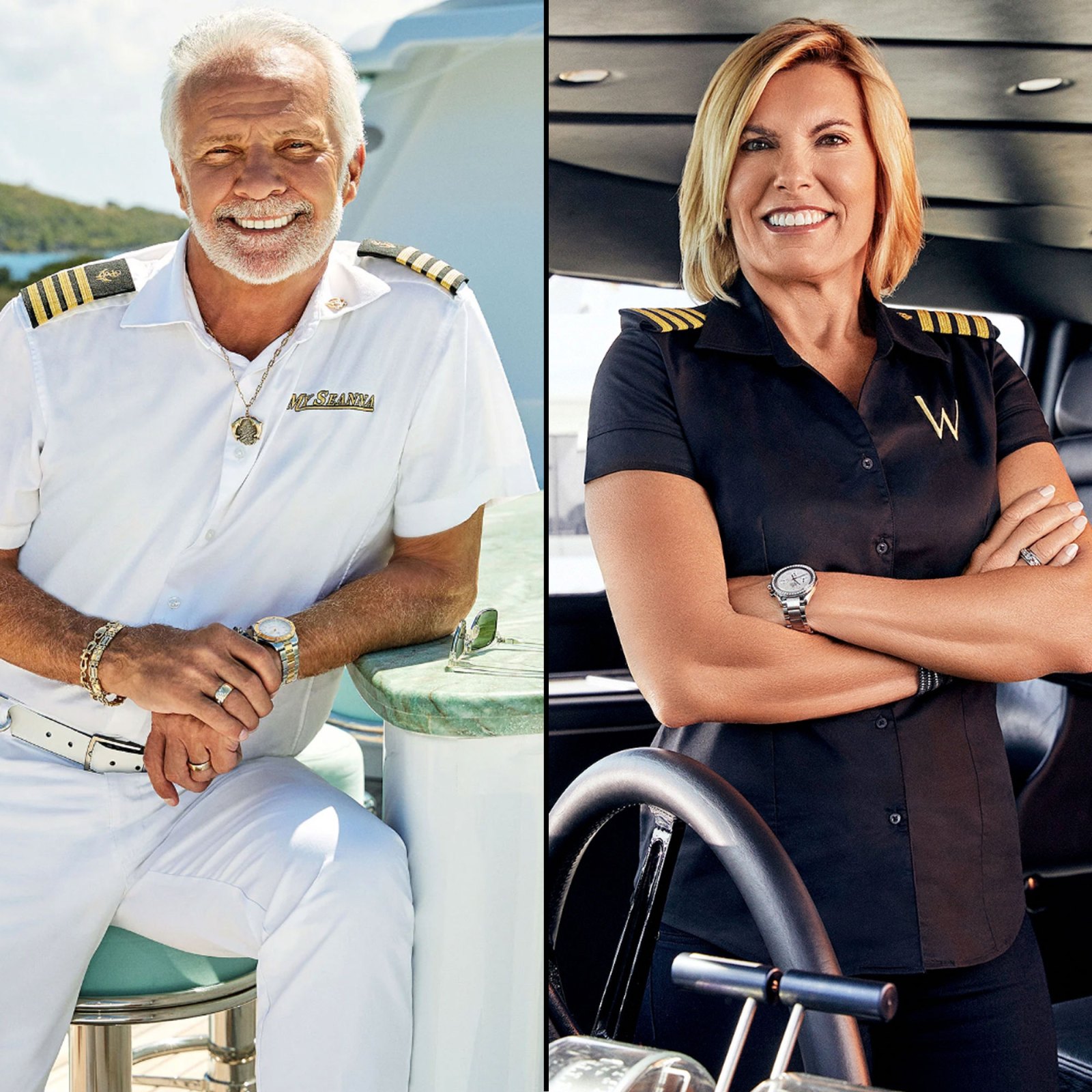 Below Deck's Captain Lee Throws Shade at Captain Sandy for Lacking in 'Procedure and Respect' Following Camille Lamb's Firing white uniform