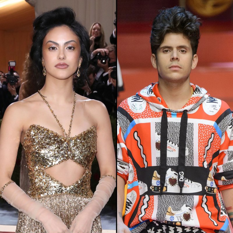 Camila Mendes and Rudy Mancuso's Relationship Timeline gold gown