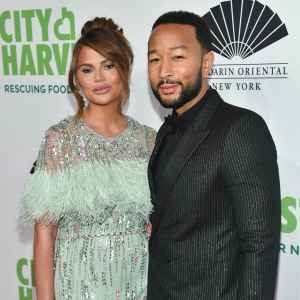 Chrissy Teigen and John Legend's Epic Romance: A Complete Timeline mint green dress