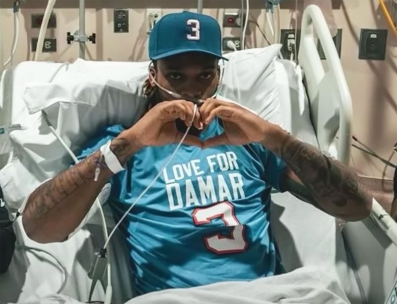 Damar Hamlin Hospitalized After NFL Collapse: Everything We Know hospital bed
