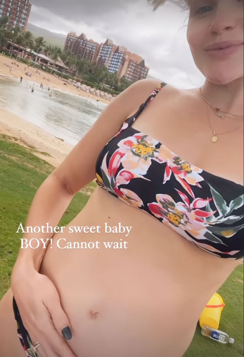 Star Whitney Carson's Baby Bump Album Dancing Before Welcoming Second Child: Pregnancy Pictures Floral Black Bikini