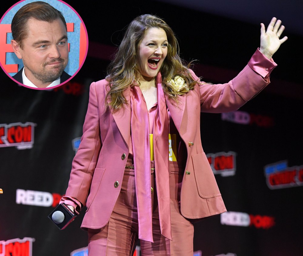 Drew Barrymore Teases Leonardo DiCaprio for His Bachelor Lifestyle: ‘I Love He’s Still Clubbing’ pink suit
