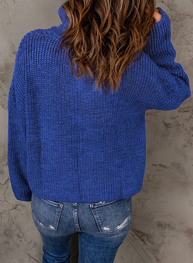 EVALESS Waffle Knit Long Sleeve 1/4 Zip Pullover