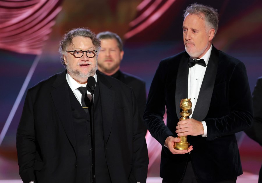 Golden Globes 2023 - Winners - 981 Golden Globe Awards - Season 80 Guillermo del Toro and Mark Gustafson.