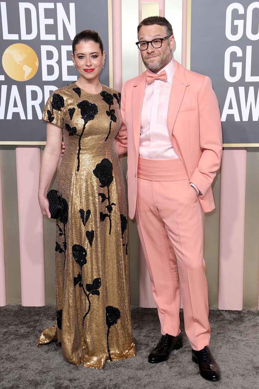 Hottest 2023 Golden Globes Couples - 964 80th Annual Golden Globe Awards, Arrivals, Beverly Hilton, Los Angeles, USA - 10 Jan 2023 Lauren Miller, Seth Rogen