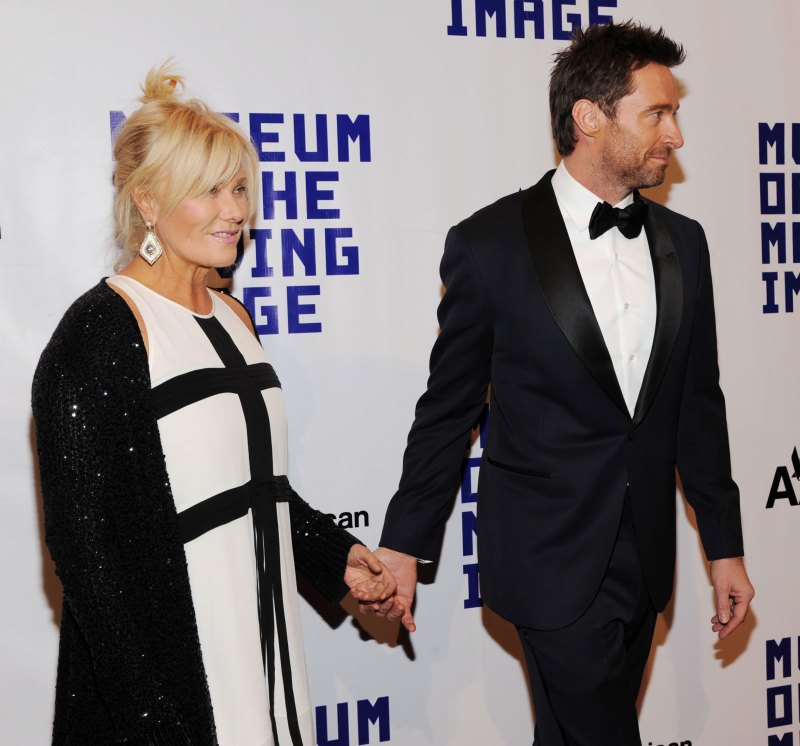 Hugh Jackman and Deborra-Lee Furness' Relationship Timeline: From Costars to Parents and Beyond white dress with black lines