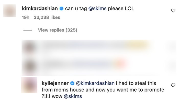 Kim K Asks Kylie to Tag Skims in New Post