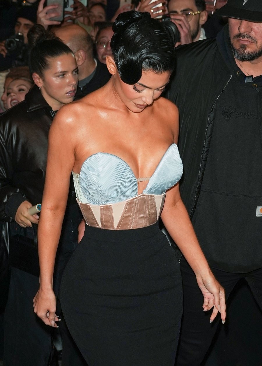 Kylie Jenner in Corset at Haute Couture Fashion Week detail shot