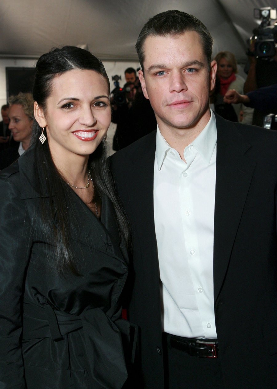 Matt Damon and Luciana Barroso's Relationship Timeline black coat