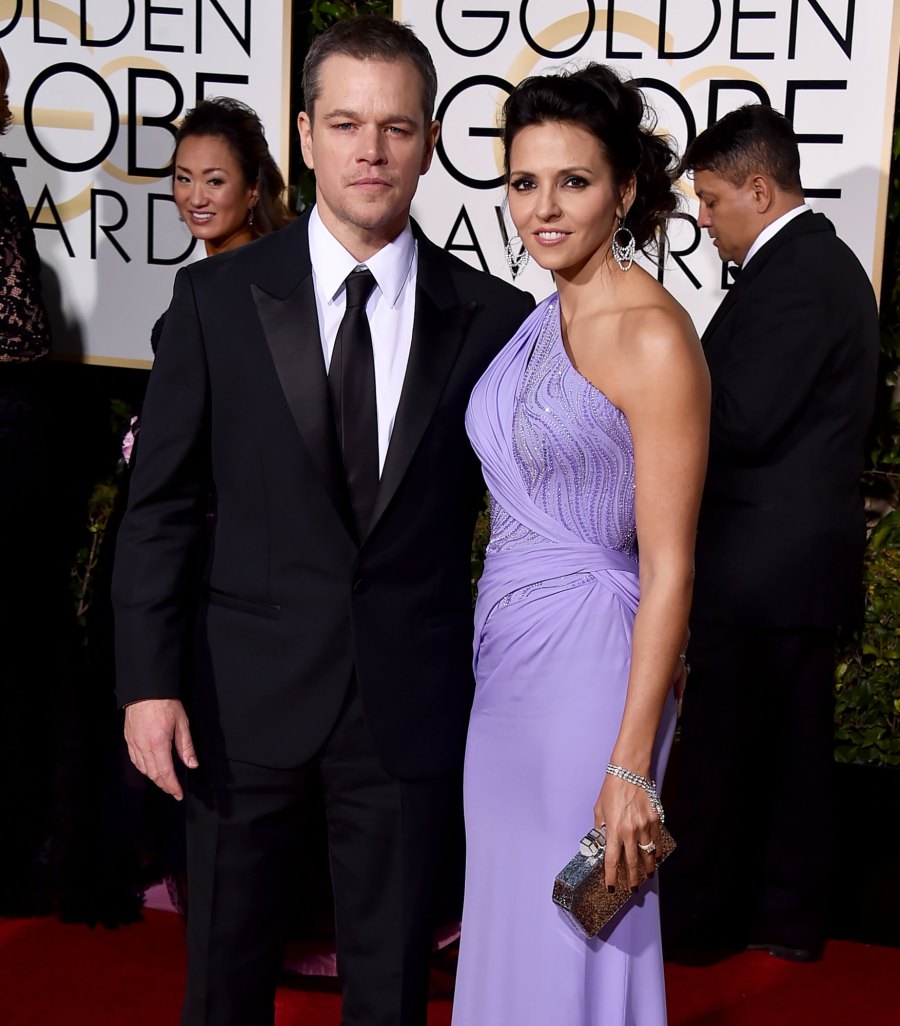 Matt Damon and Luciana Barroso's Relationship Timeline lavender dress