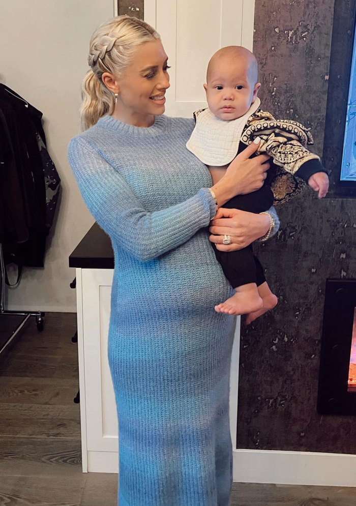 Pregnant Heather Rae Young Jokes She’s ‘In Training’ While Meeting Bre Tiesi and Nick Cannon’s Son blue sweater dress