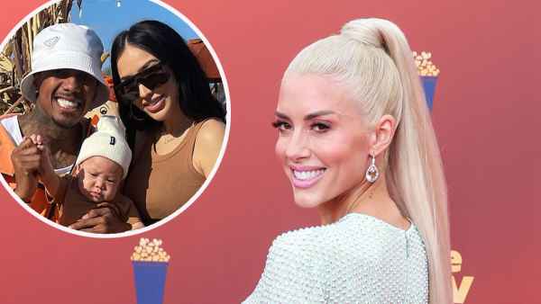 Pregnant Heather Rae Young Jokes She’s ‘In Training’ While Meeting Bre Tiesi and Nick Cannon’s Son white dress