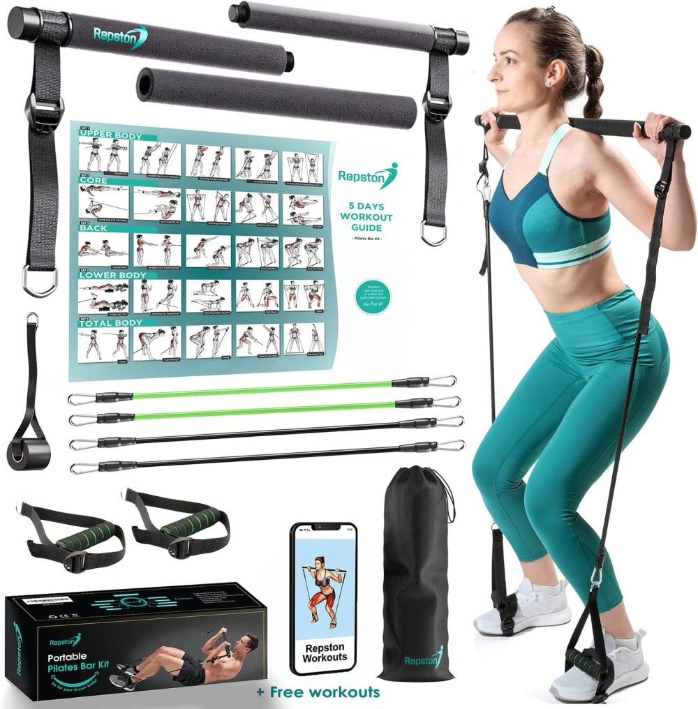 Portable Yoga Pilates Bar Kit, Pilates Equipment with Resistance