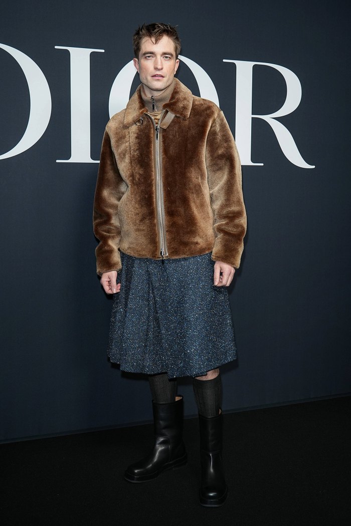 Robert Pattinson wears a skirt at the Dior show