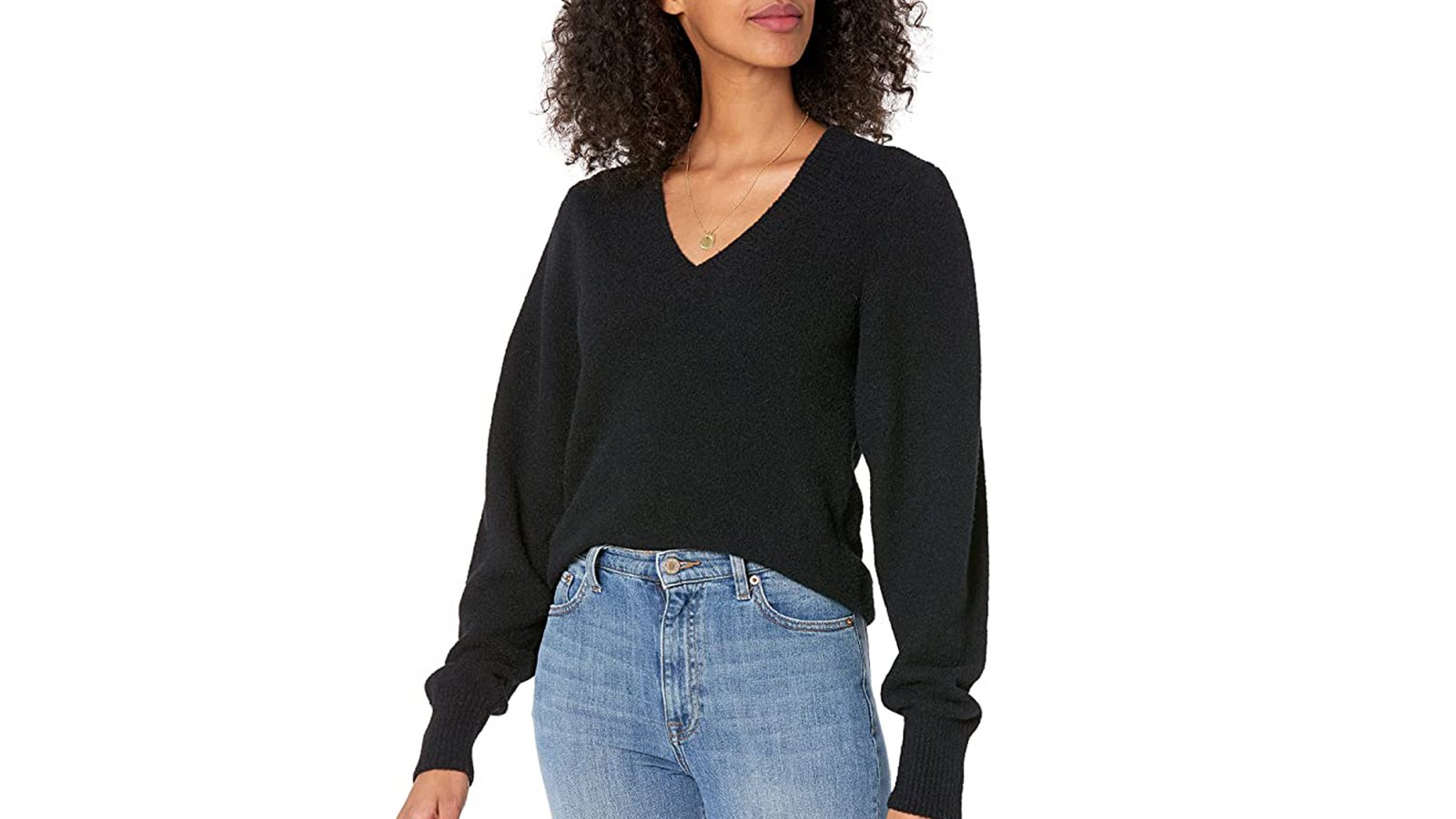 The-Drop-Women's-Edith-Pleated-Shoulder V-neck-Sweater