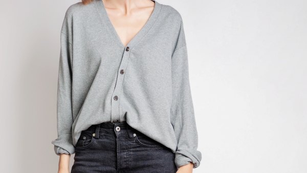 Woman-Wearing-Cardigan-Sweater-Stock-Photo