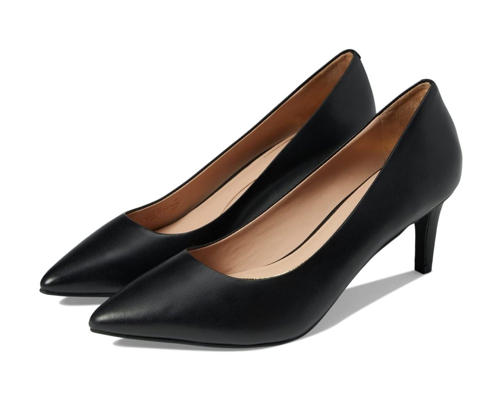 black leather heels