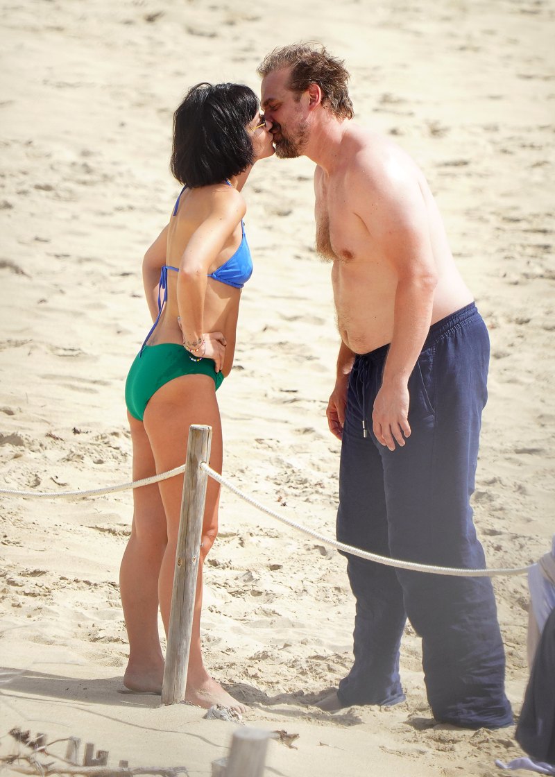 Packing on the PDA! David Harbour and Lily Allen Kiss at the Beach