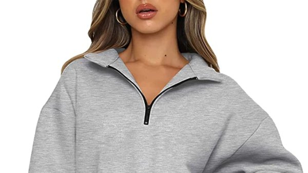 grey quarter-zip