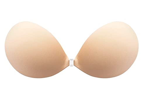 KISWON Push Up Sticky Adhesive Bra pasties Nipple Covers Invisible Backless Strapless Bra for Women Beige