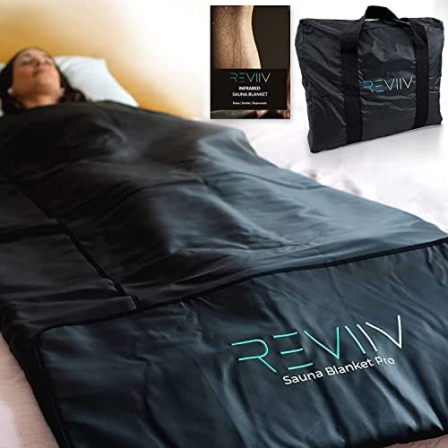 REVIIV Uzak Kızılötesi Sauna Battaniyesi ve Havlu Ekleme - v2.0 Yeni ve Geliştirilmiş! Düşük EMF Daha Uzun Kablo | Evde Terapi için Portatif Kızılötesi Saunalar, Detoks - Kızılötesi Battaniye Sauna 85–185 °F Sıcaklık Aralığı