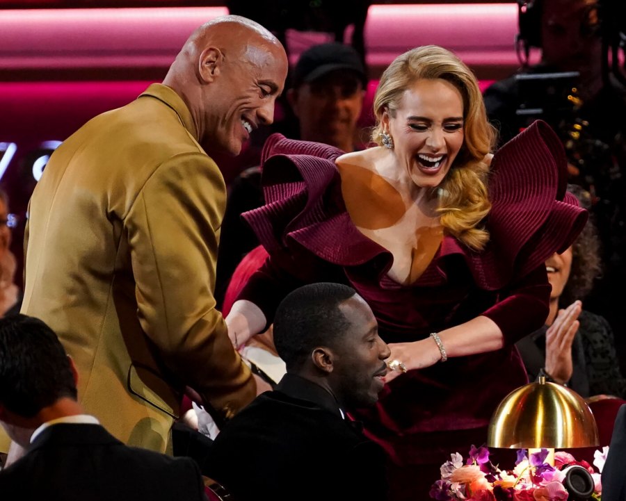 Adele Meets Dwyane 'The Rock' Johnson at 2023 Grammys laughing together